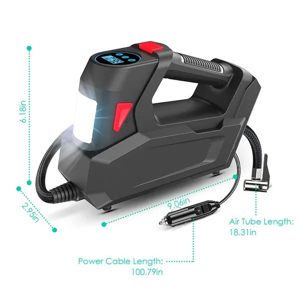 Portable Tire Inflator 120 PSI Maximum 90W Powered Tire With Digital Display LED Light